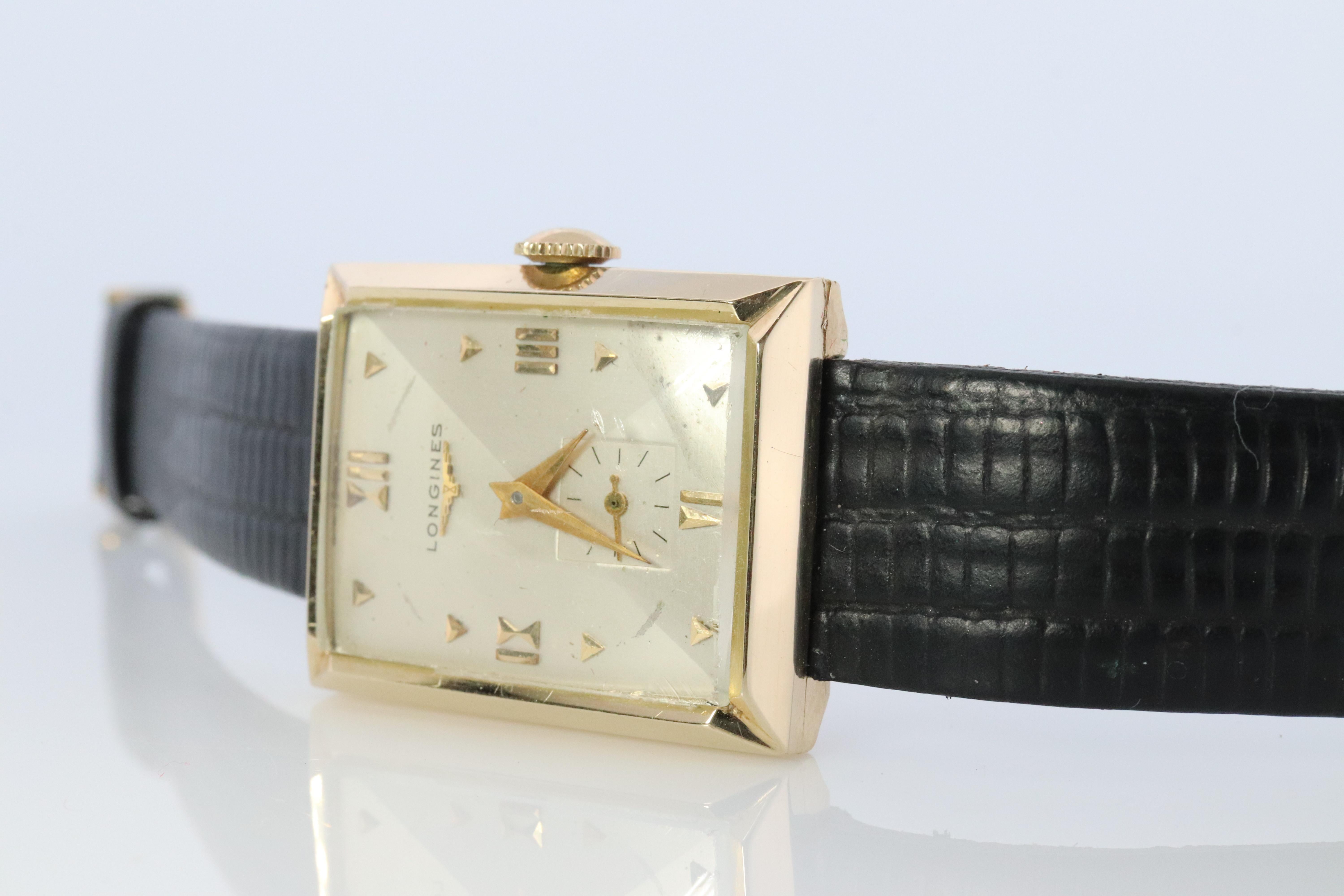 Montre Longines Tank 14k. 1960 LONGINES Montre-bracelet pour homme à remontage manuel Bon état - En vente à Port Charlotte, FL