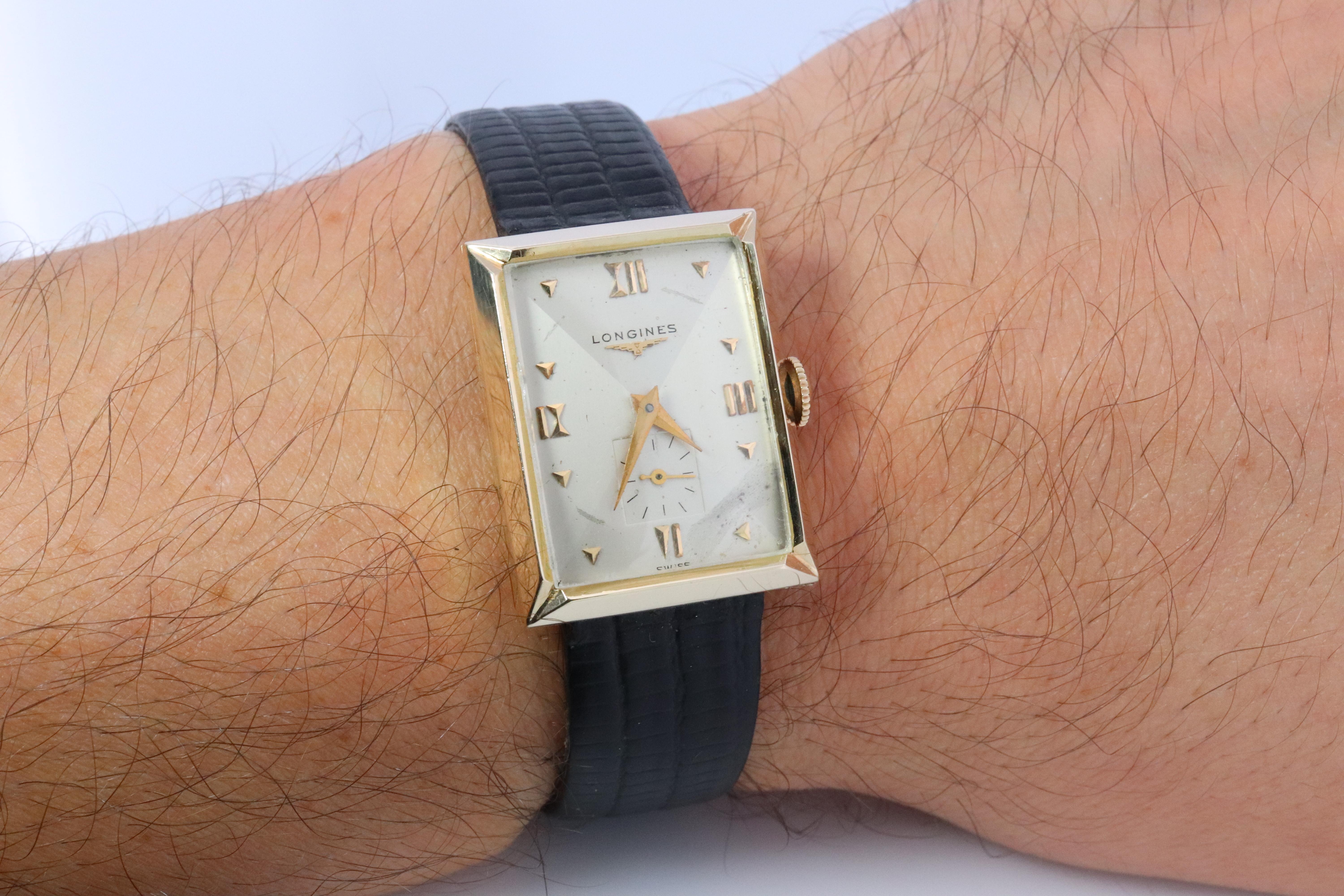 Montre Longines Tank 14k. 1960 LONGINES Montre-bracelet pour homme à remontage manuel en vente 1