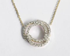 14k Gold Love Knot Diamond Pendant Necklace Diamond Love Necklace