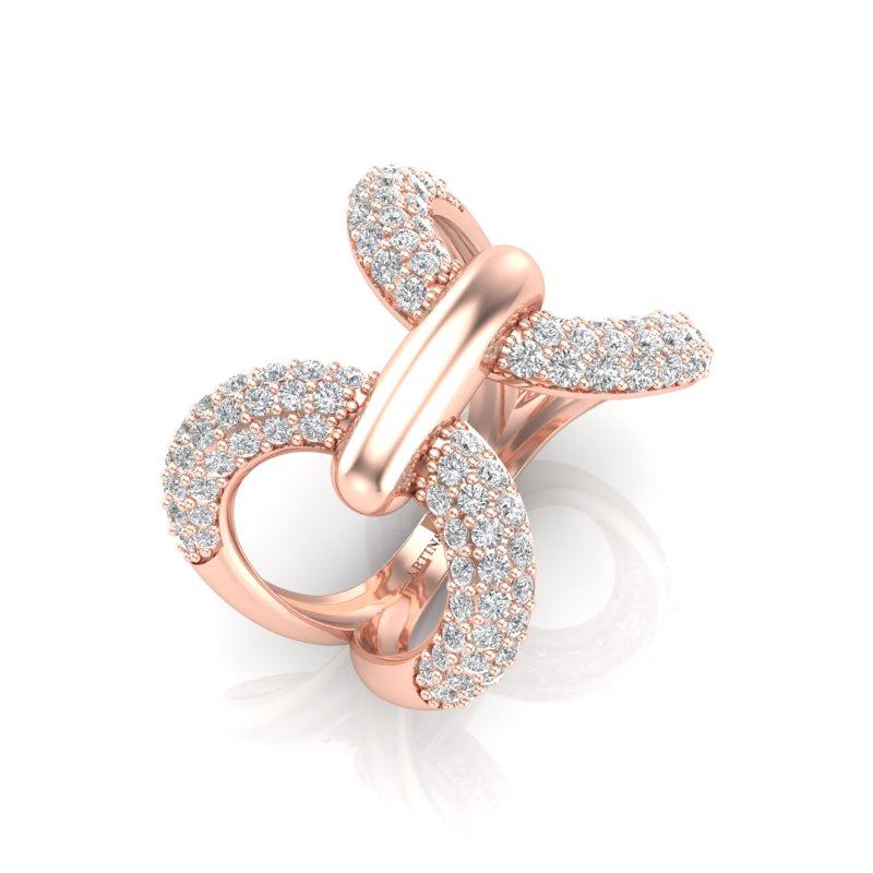 Taille ronde Bague de luxe 14 carats à diamants papillon en vente