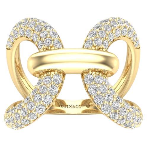 14K Luxe Papillon Diamond Ring Band For Sale