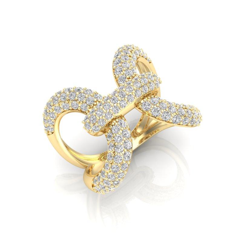 Bague Papillon 14K Luxe avec diamant Neuf - En vente à Los Angeles, CA