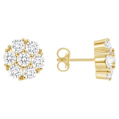 Diamond Flower Cluster Push Back Earrings