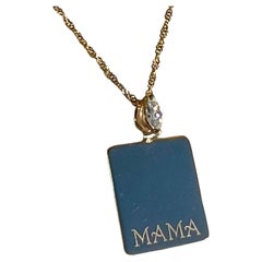 14k Yellow Gold “MAMA” Engraved Diamond Dog Tag Necklace by Series of Eleven