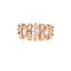 14K Marquise and Baguette Diamond Band Yellow Gold