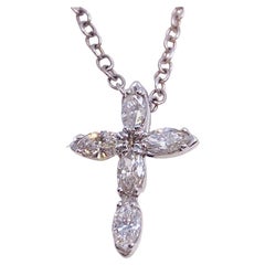 Marquise Brilliant Diamond Cross White Gold Pendant