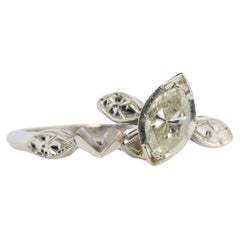 14k Marquise Diamond (0.49ctw) Wedding set. 14k white gold Bridal Set a diamond