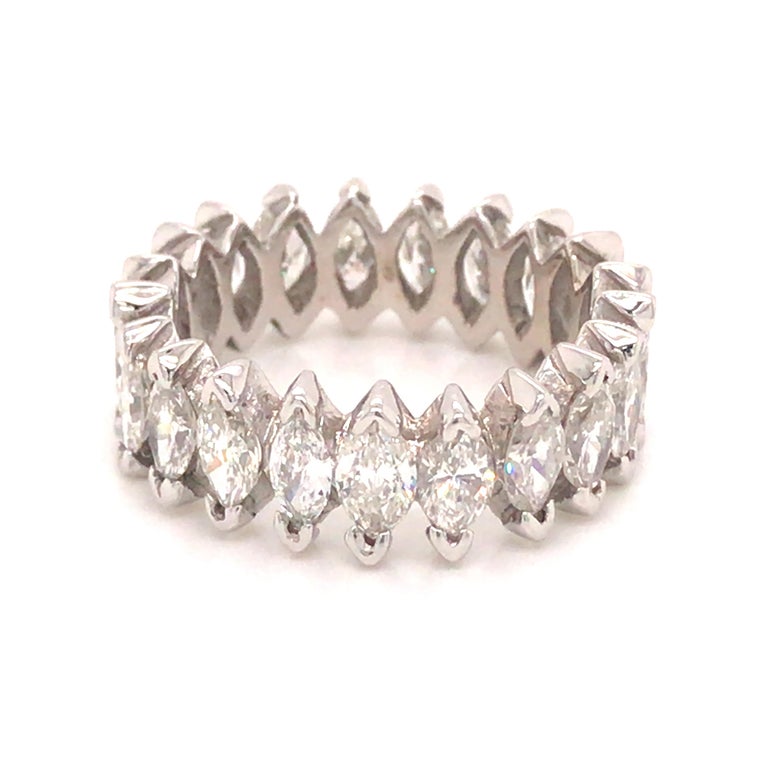 14K Marquise Diamond Eternity Band White Gold For Sale at 1stDibs