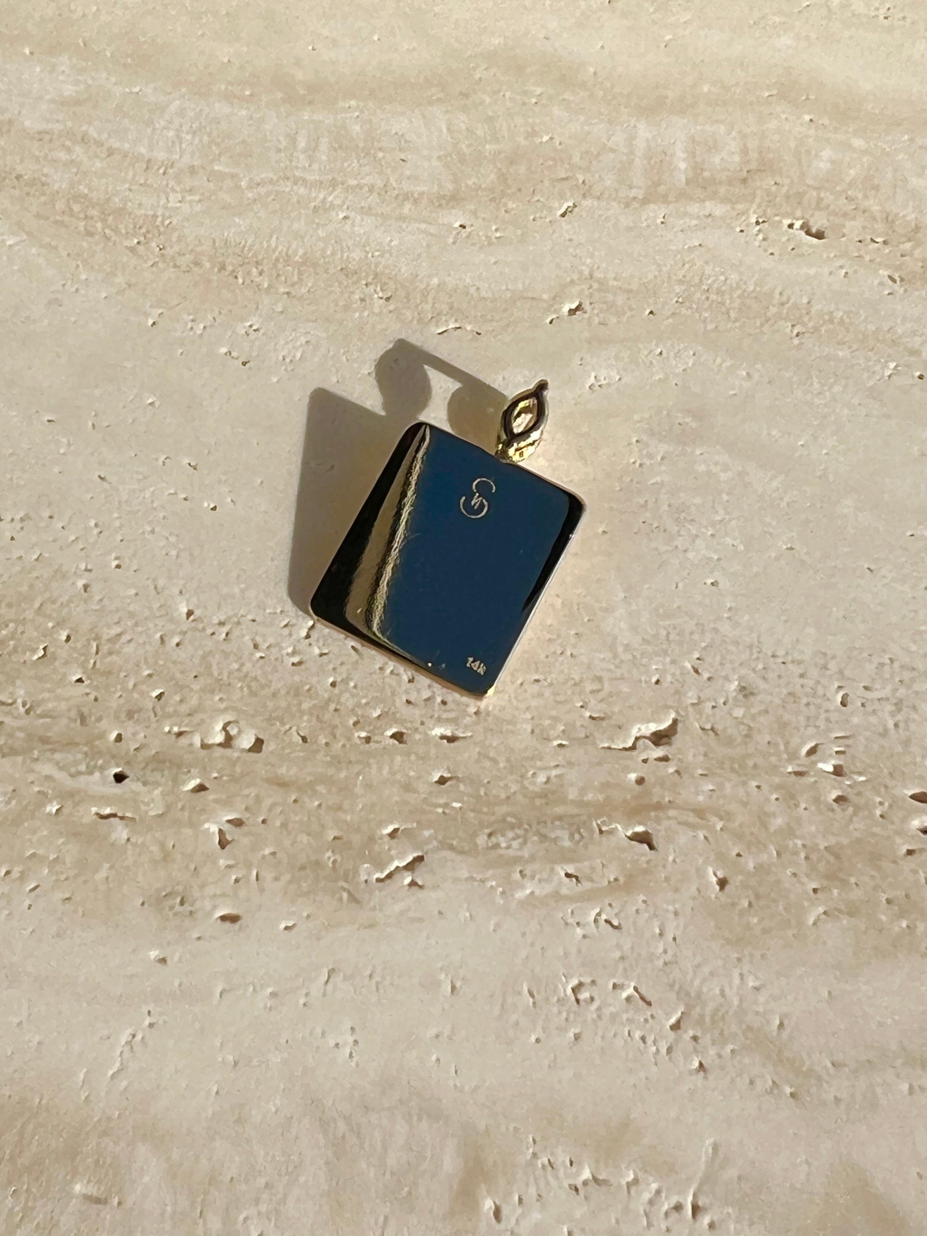 14k Yellow Gold “MAMA” Engraved Diamond Dog Tag Necklace by Series of Eleven In New Condition For Sale In Manhattan Beach, CA