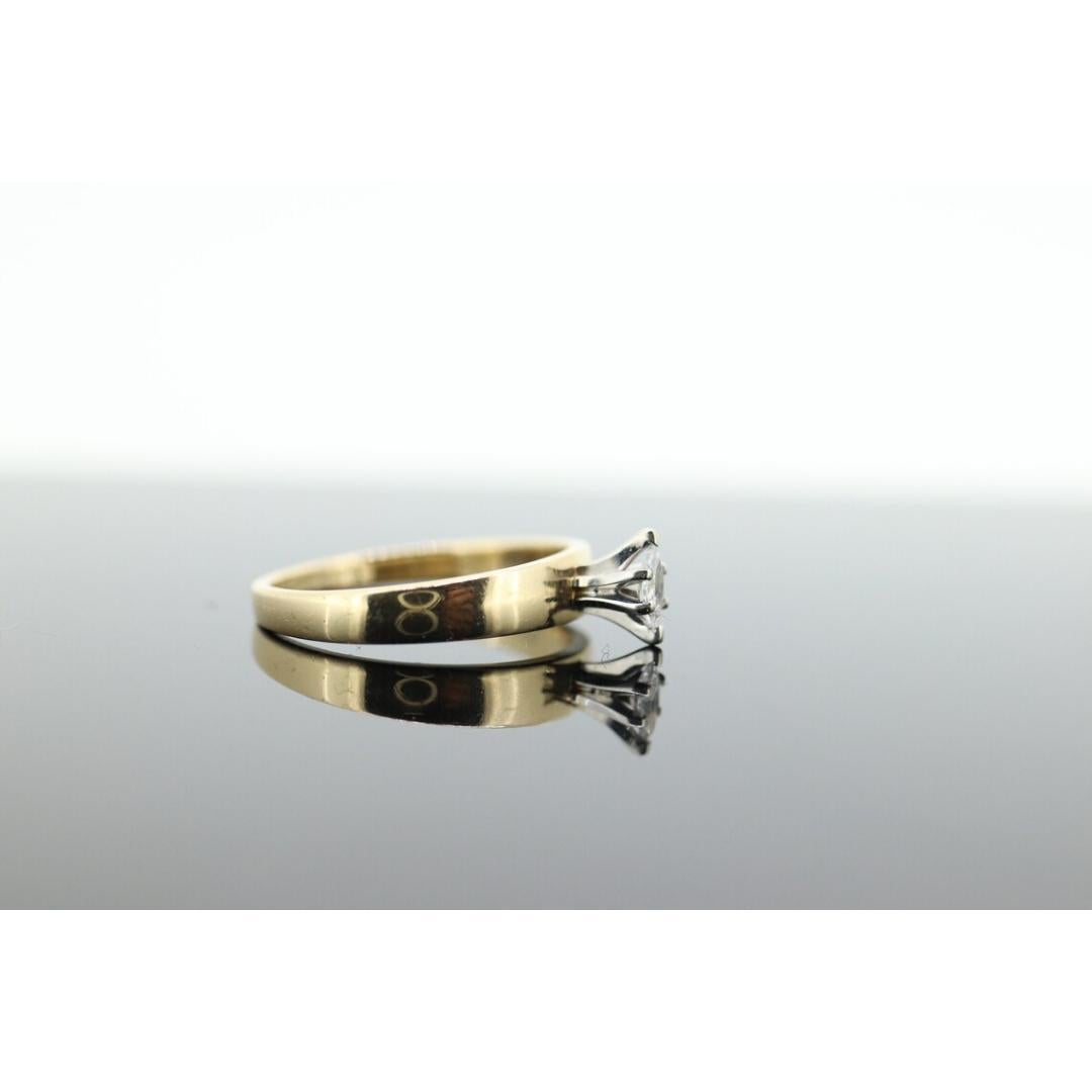 14k Marquise Diamant Solitär Ring . 14k Gelbgold Diamant Kleiner Verlobungsring im Angebot 3