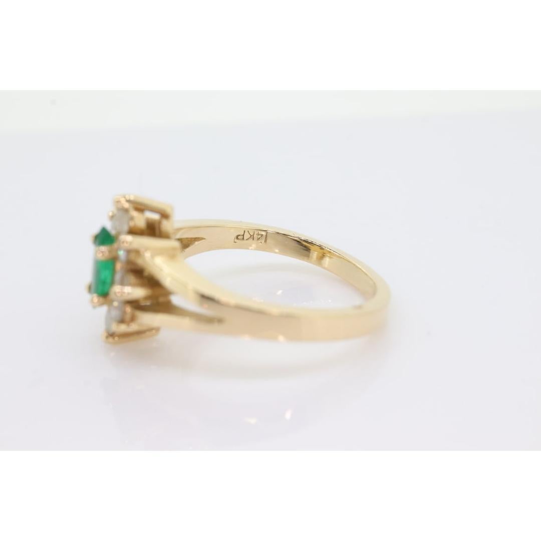 14k Marquise Emerald and Diamond Halo yellow gold ring. 0.36ctw in diamonds 5