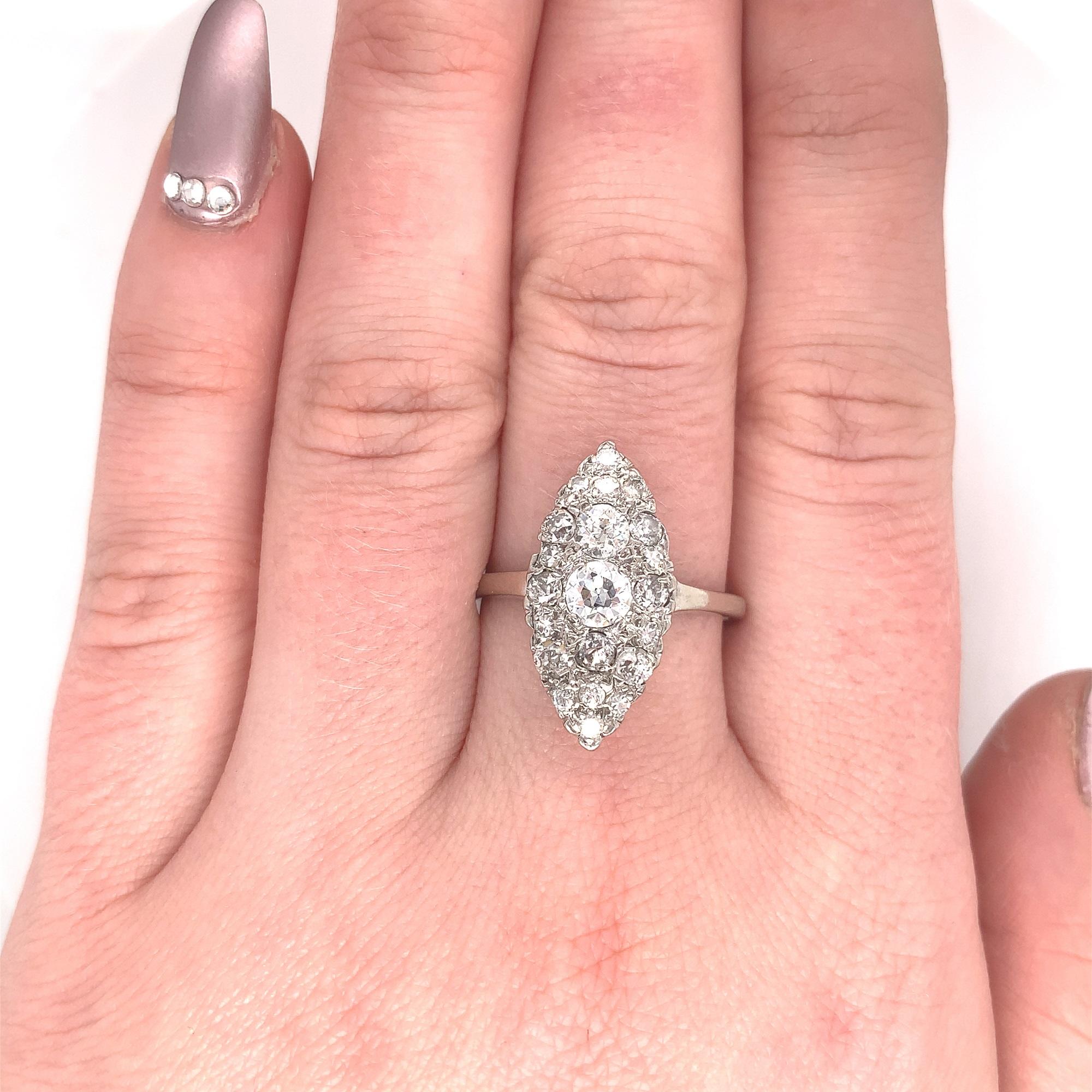 14 Karat Diamantring in Marquise-Form mit 1 Karat tw im Angebot 1