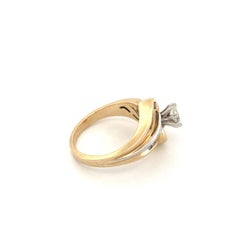 14K Two-Tone Gold Marquise Diamond Ring, Late 20th Century, Unisex