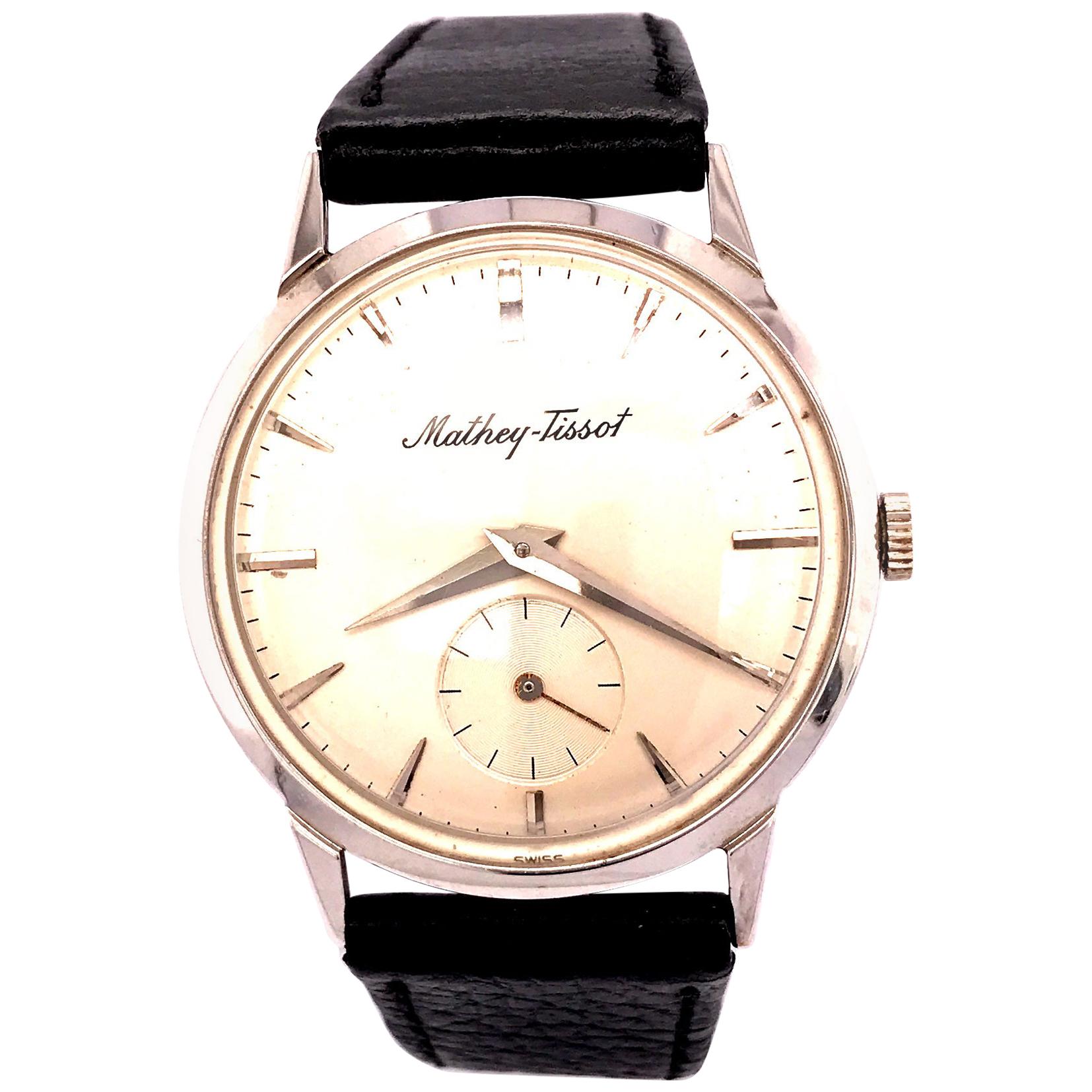14 Karat Mathey-Tissot Vintage Wind-Up Movement Men's Watch White Gold at  1stDibs | mathey tissot 14k gold watch, vintage mathey tissot watch, tissot  watch vintage