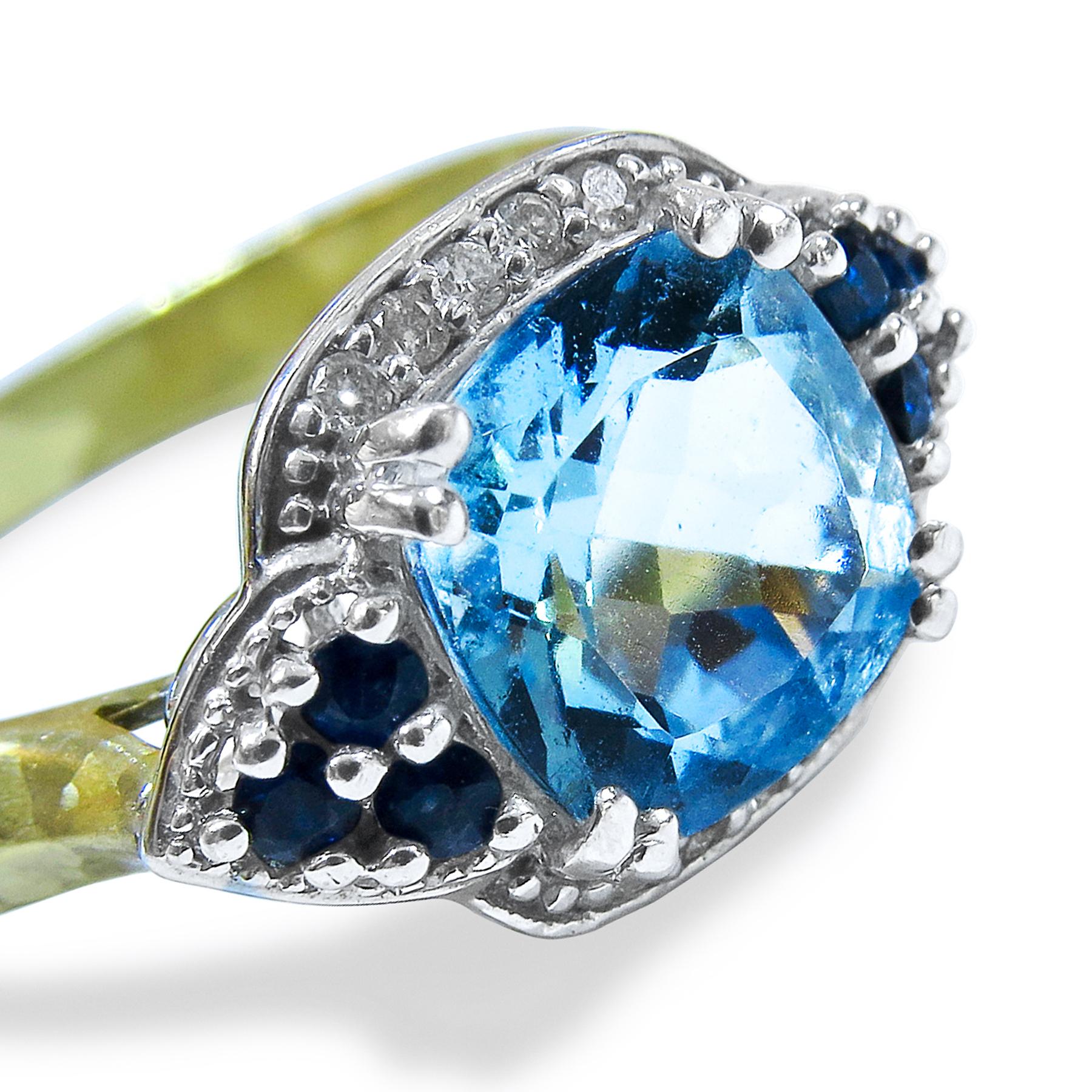 14k Men Stone Blue Topaz & Diamond Ladies Ring.  For Sale 1