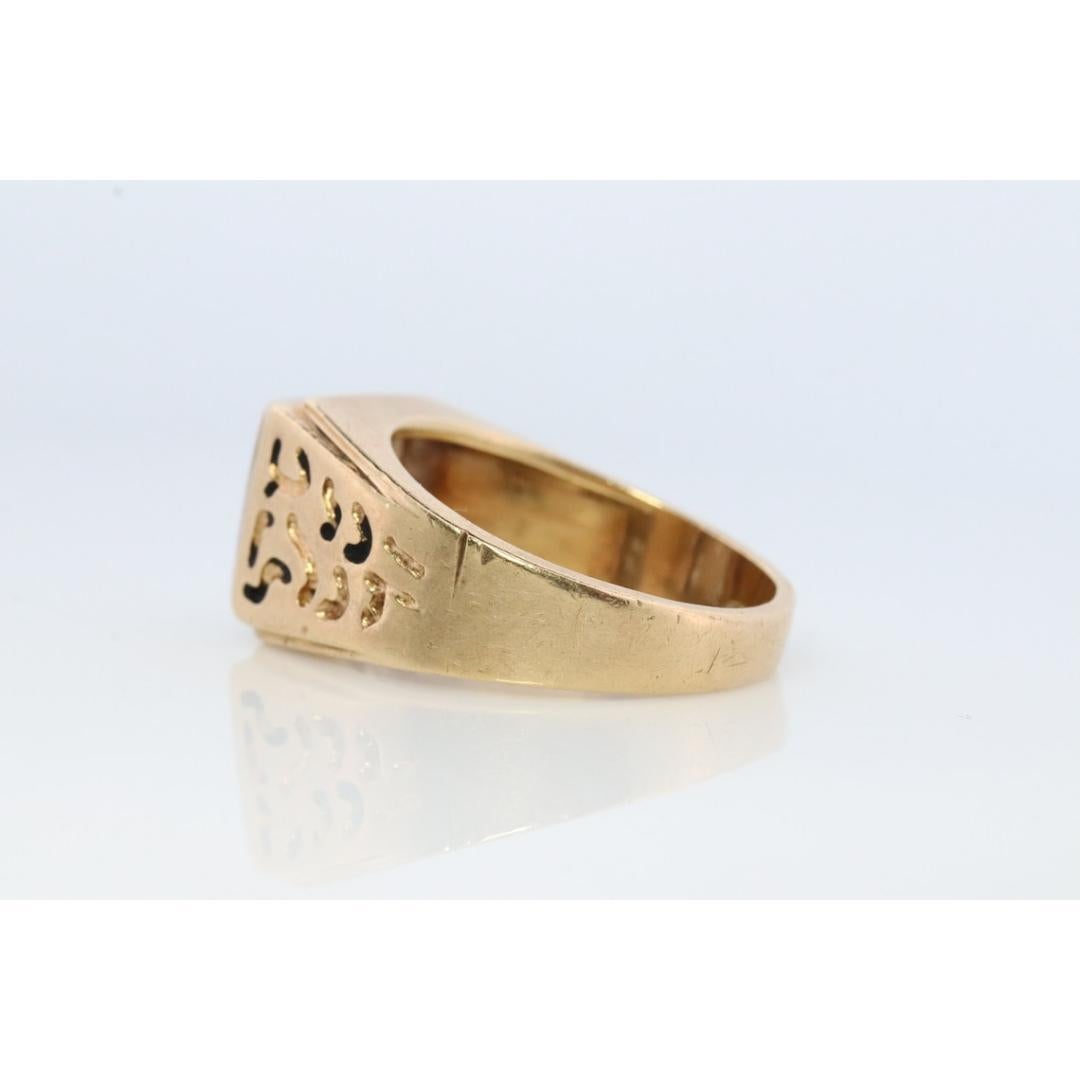 Men's 14k Mens DIAMOND ring. 14k White Gold Heavy 5 diamond square signet ring. For Sale