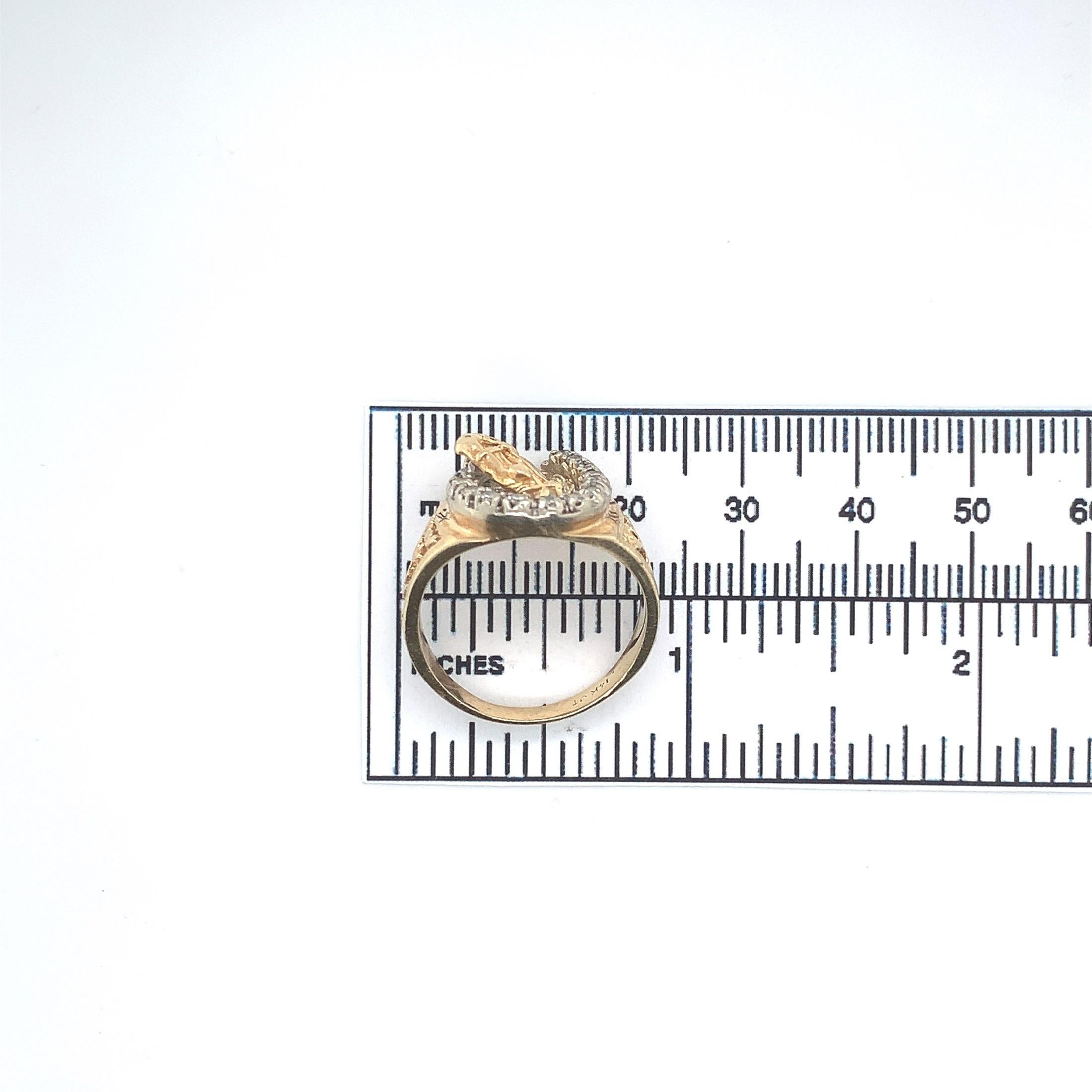 14K Herren Diamantring Pferd und Hufeisen mit Diamanten 4