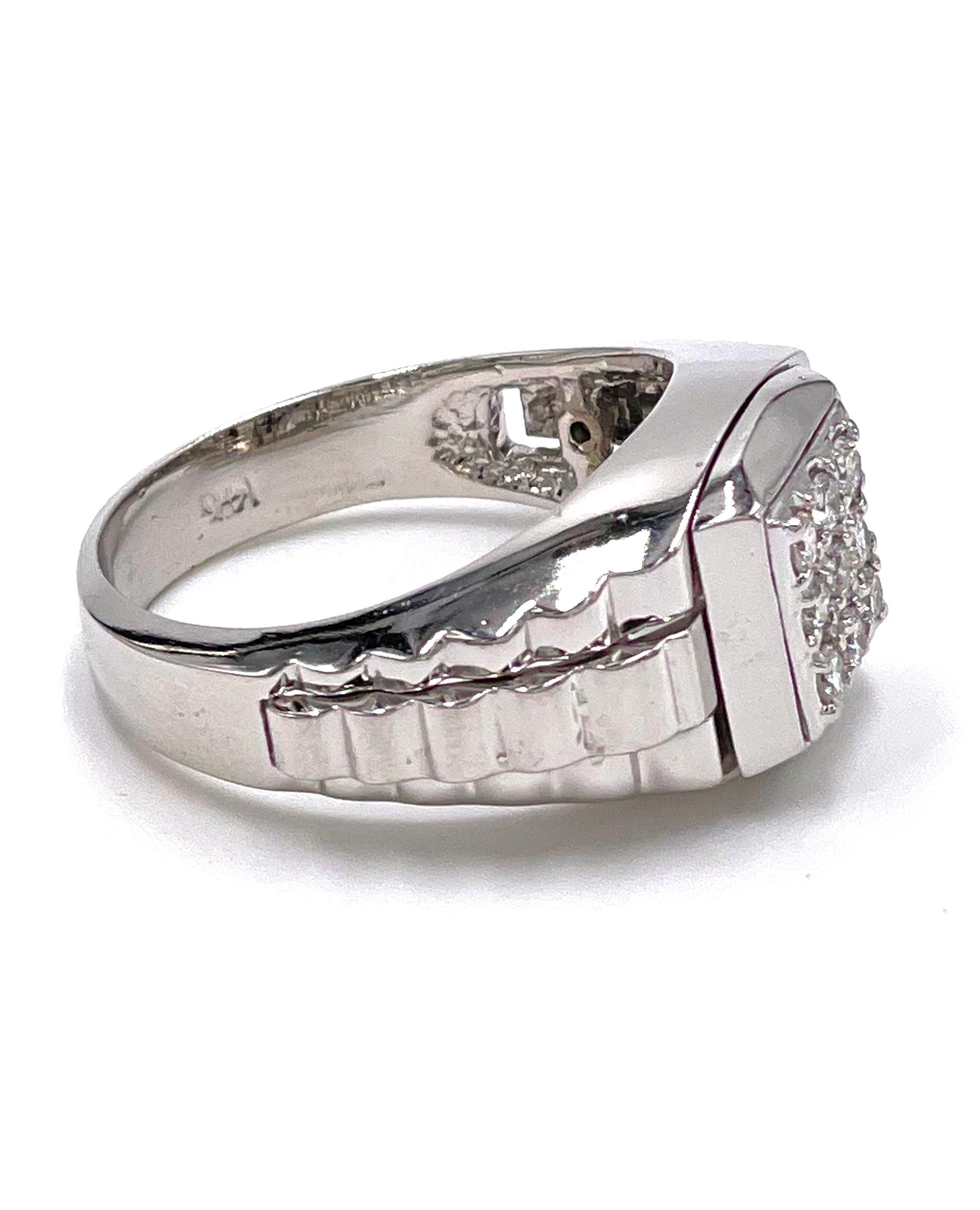 Contemporary 14K Men's Ring with Diamonds For Sale