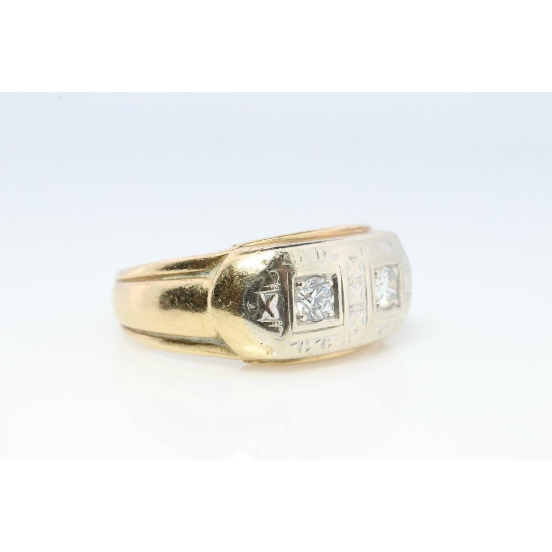 Bague pour hommes Twin XXX DIAMOND en or blanc 14k Signet lourd double diamant double en or blanc 14k Pour hommes en vente