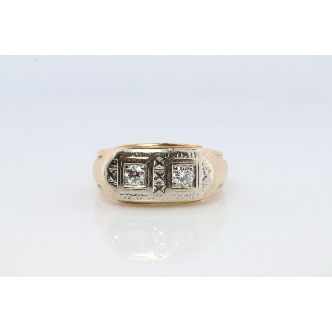 Bague pour hommes Twin XXX DIAMOND en or blanc 14k Signet lourd double diamant double en or blanc 14k en vente 2