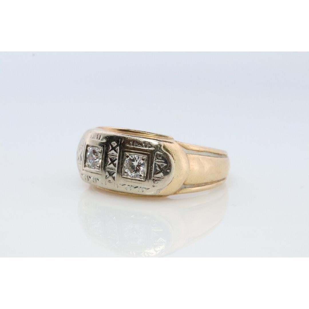 Bague pour hommes Twin XXX DIAMOND en or blanc 14k Signet lourd double diamant double en or blanc 14k en vente 3