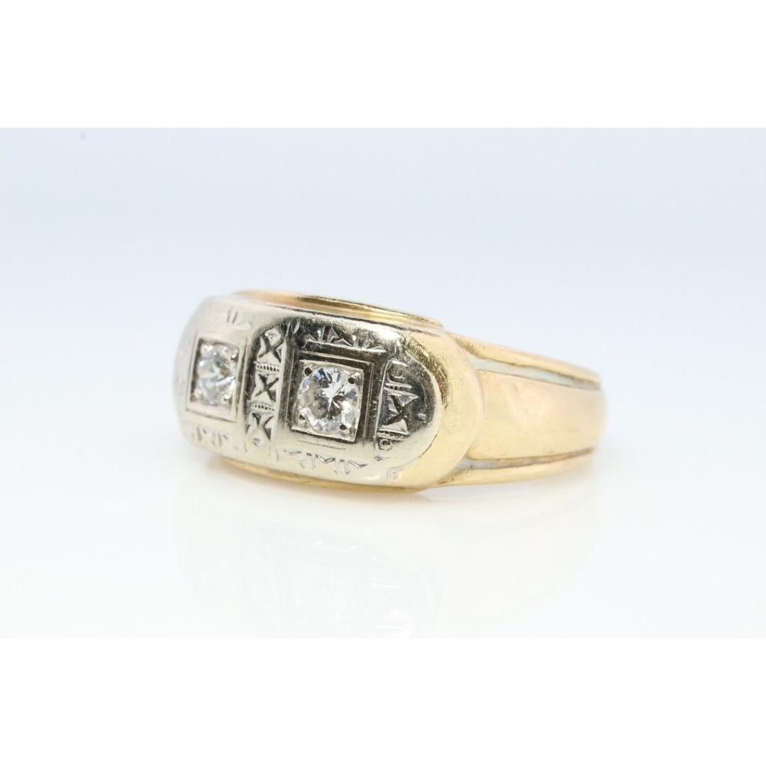 Bague pour hommes Twin XXX DIAMOND en or blanc 14k Signet lourd double diamant double en or blanc 14k en vente 4