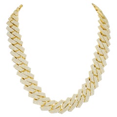14k Miami Cuban Natural Diamond Necklace