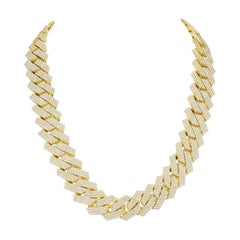 Collar de Diamantes Naturales Cubanos Miami 14k, Oro Amarillo