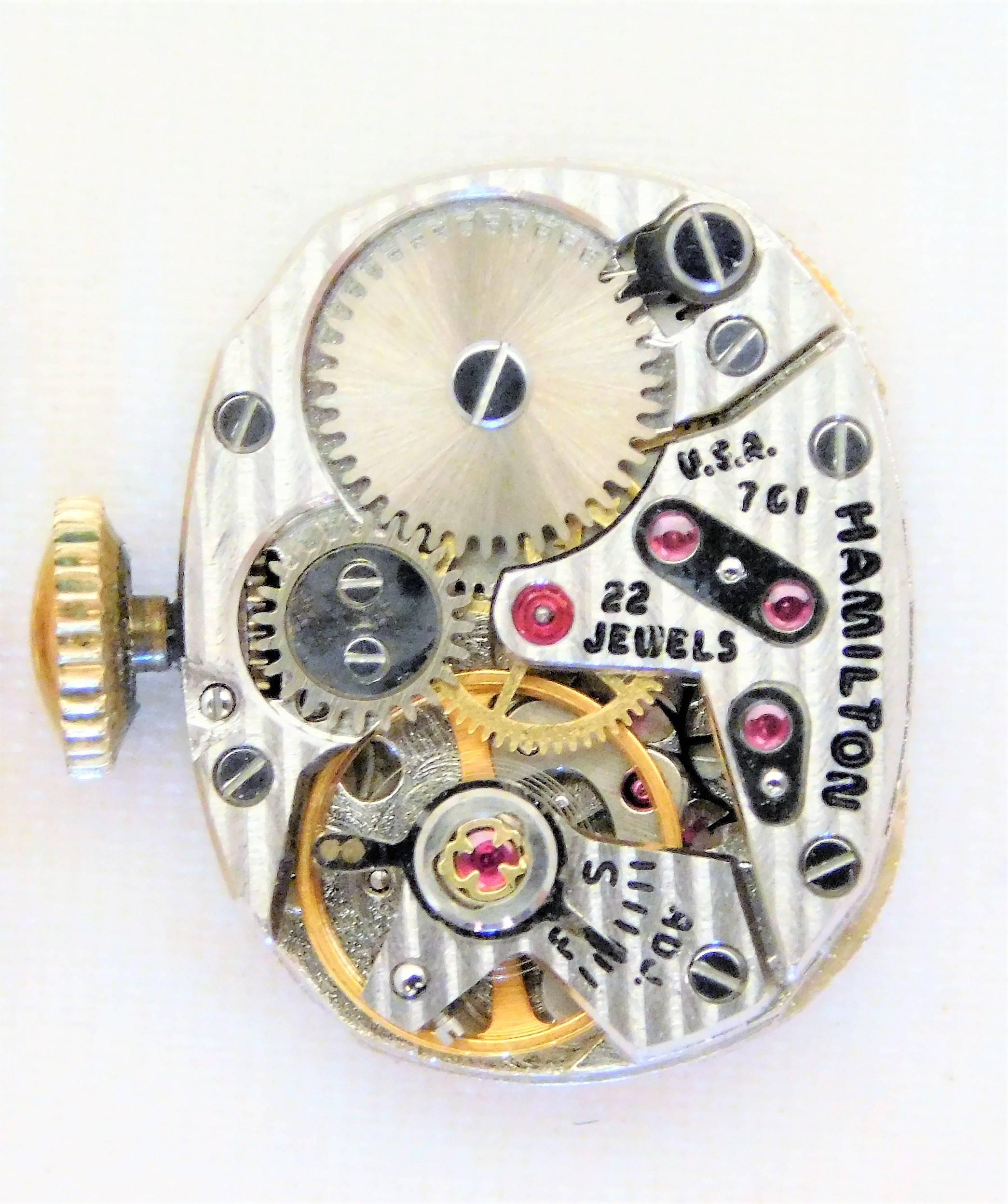 Hamilton Ladies Yellow Gold Diamond “Peek-a-boo” Manual Wristwatch, circa 1955 For Sale 10