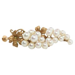 14k MIKIMOTO earrings. Vintage Mikimoto Akoya pearl screw back earrings. Grape