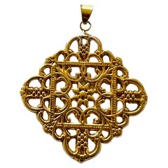 Große 14k Matrosen Italien Offene filigrane Kreuz-Halskette Anhänger Statement, Vintage