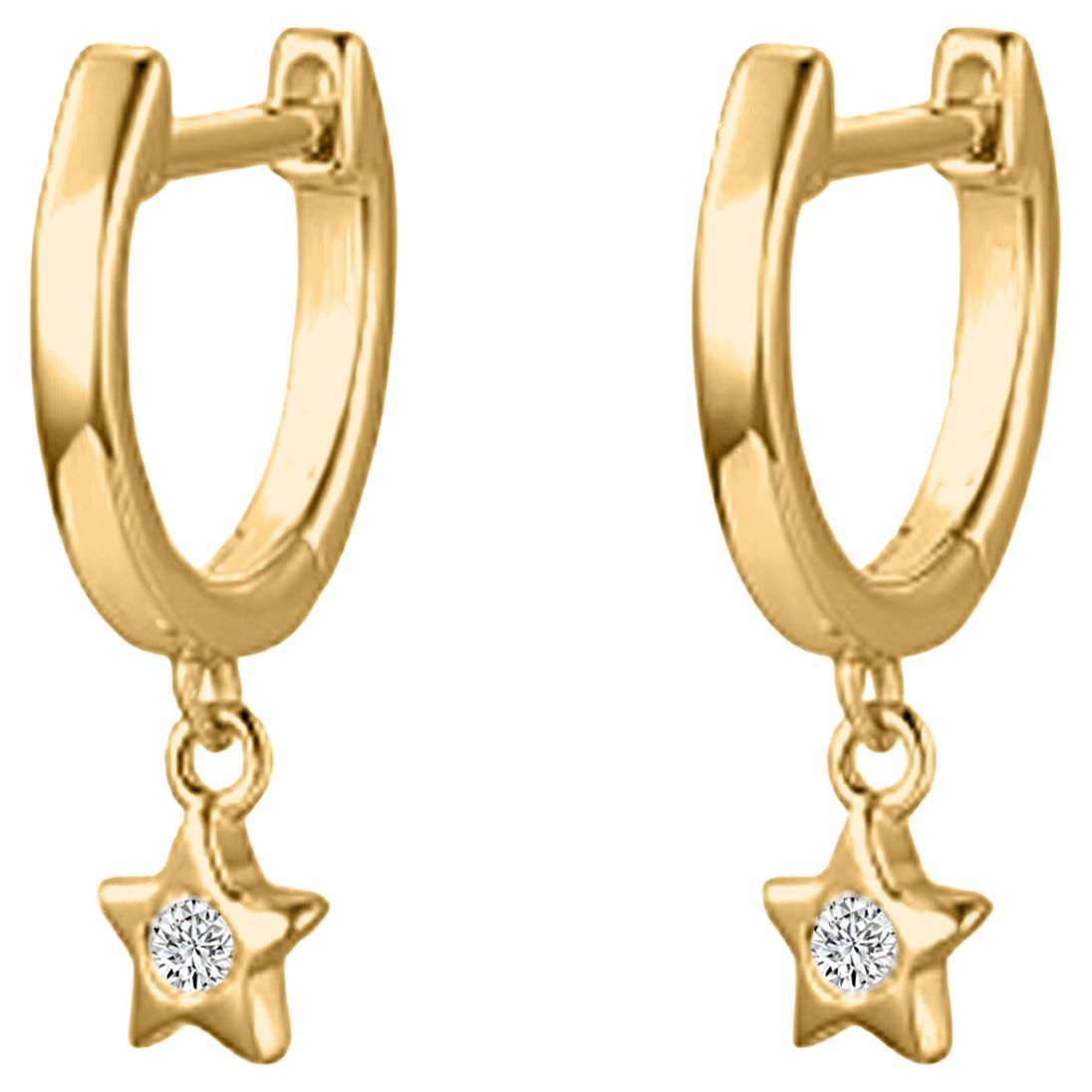 Adalyn's Diamond Star Huggie Earrings For Sale