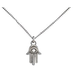 14k Mini Hamsa Evil Eye White Gold and Diamonds very small eye Hamsa Hand Eye
