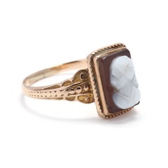 14K Mini Rectangular Cameo Ring