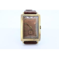 14k MOVADO Rectangle Manual Watch. Antique Mens Movado Vintage Tank Wrist Watch