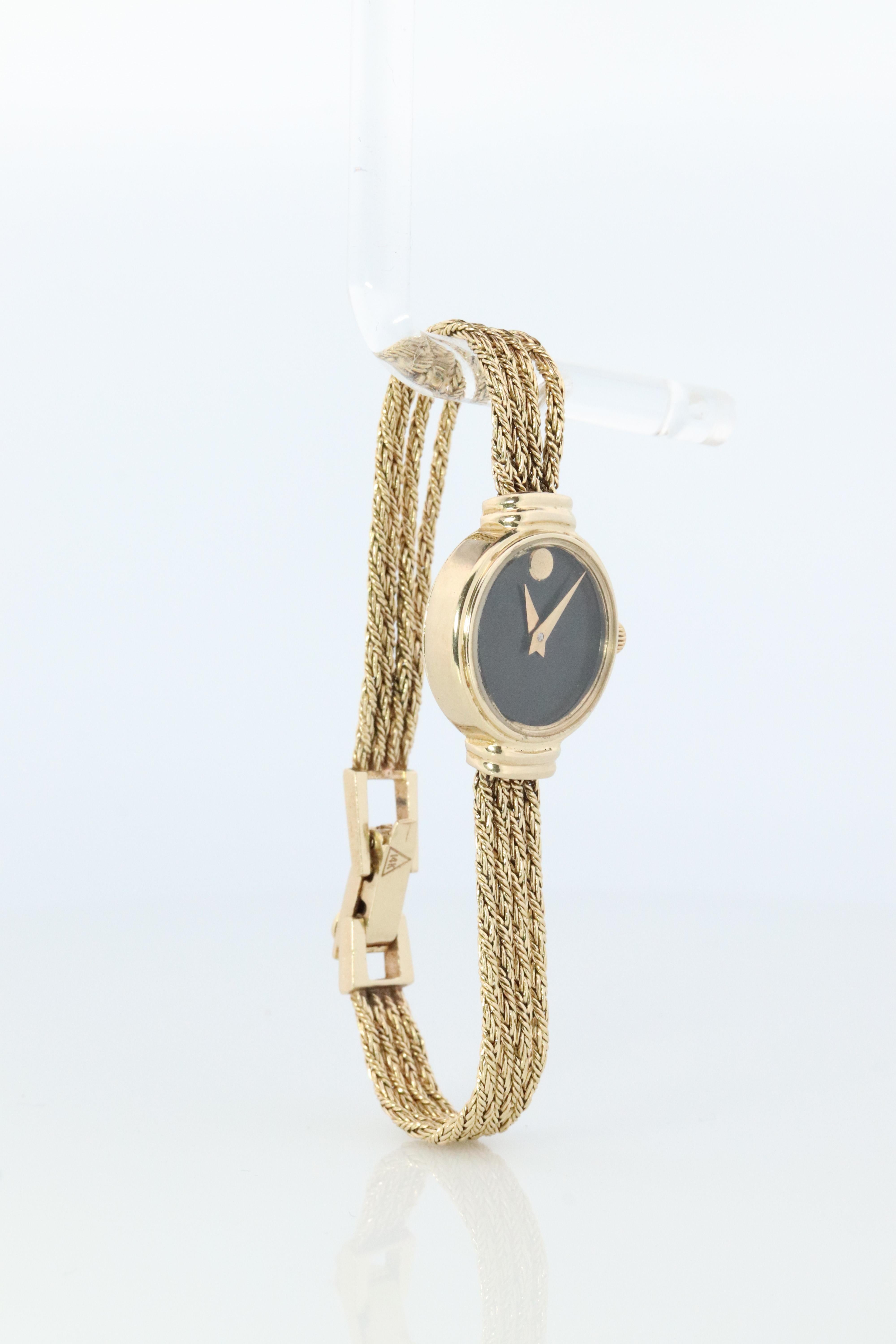14k MOVADO Watch. 14k Yellow Gold Ladies Movado Rope Bracelet D43 Wristwatch For Sale 3