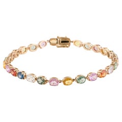 Bracelet tennis 14 carats multicolore 11,92 ctw, style vintage, design élégant