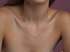 Love Script Pave Sapphire 14K (or 18k upon request) Yellow Gold Necklace