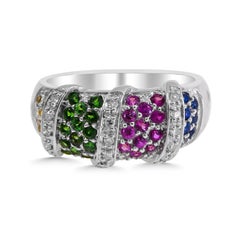 14 Karat Multi Gem and Diamond Ladies Ring