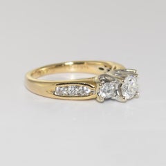 Bague de fiançailles en or 14 carats multicolore avec diamant 0,88 carat