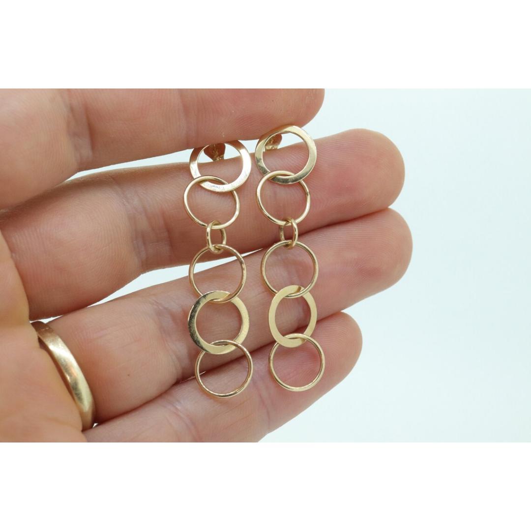 Orecchini pendenti in oro 14k NABCO. Dischi a cerchi intrecciati in oro giallo 14k. in vendita 2