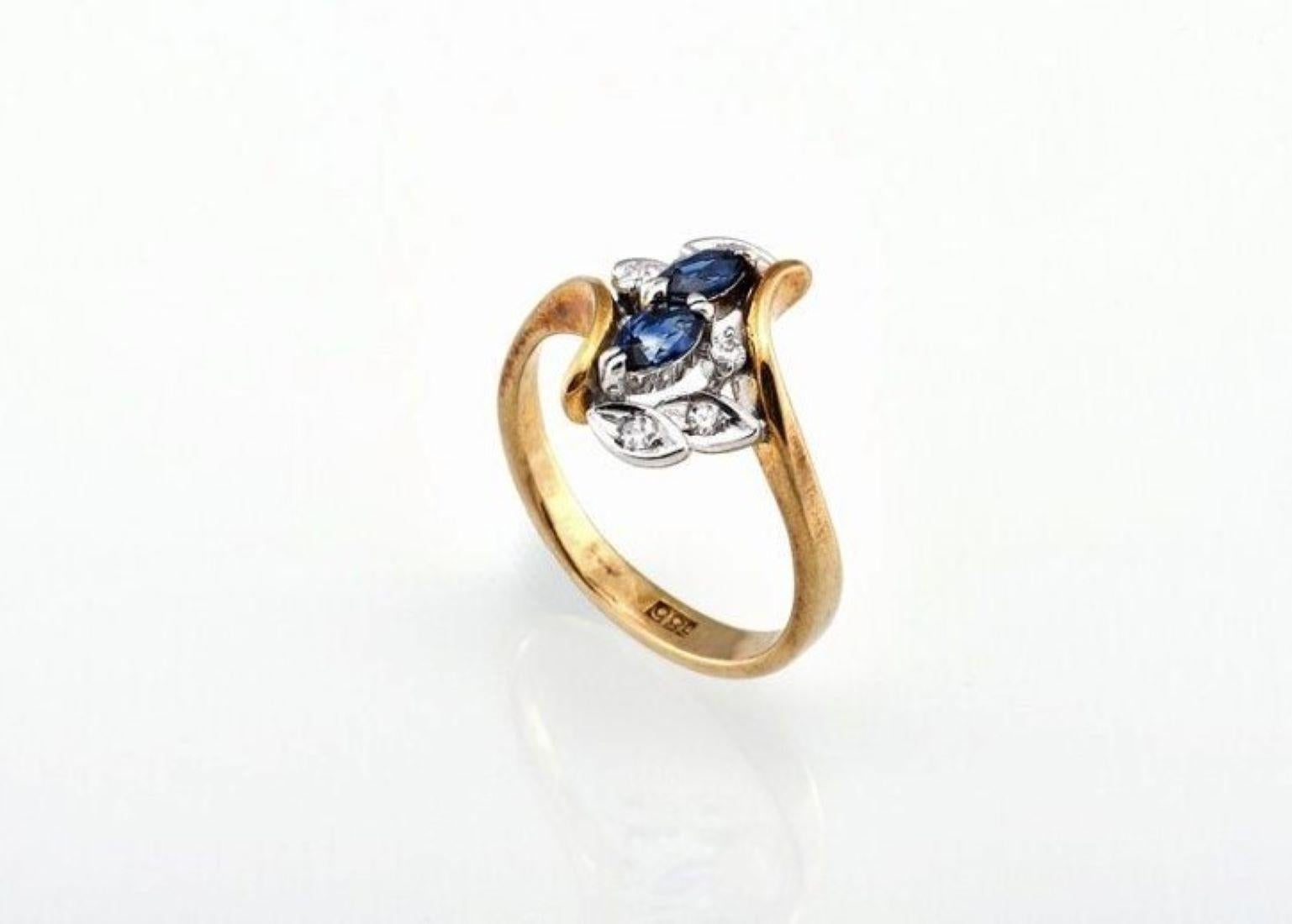 14K natürlichen blauen Saphir & Diamant-Ring mit Edelstein-Bericht (Künstler*in) im Angebot