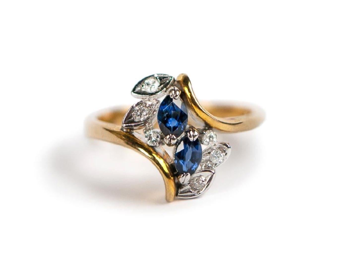14K natürlichen blauen Saphir & Diamant-Ring mit Edelstein-Bericht für Damen oder Herren im Angebot