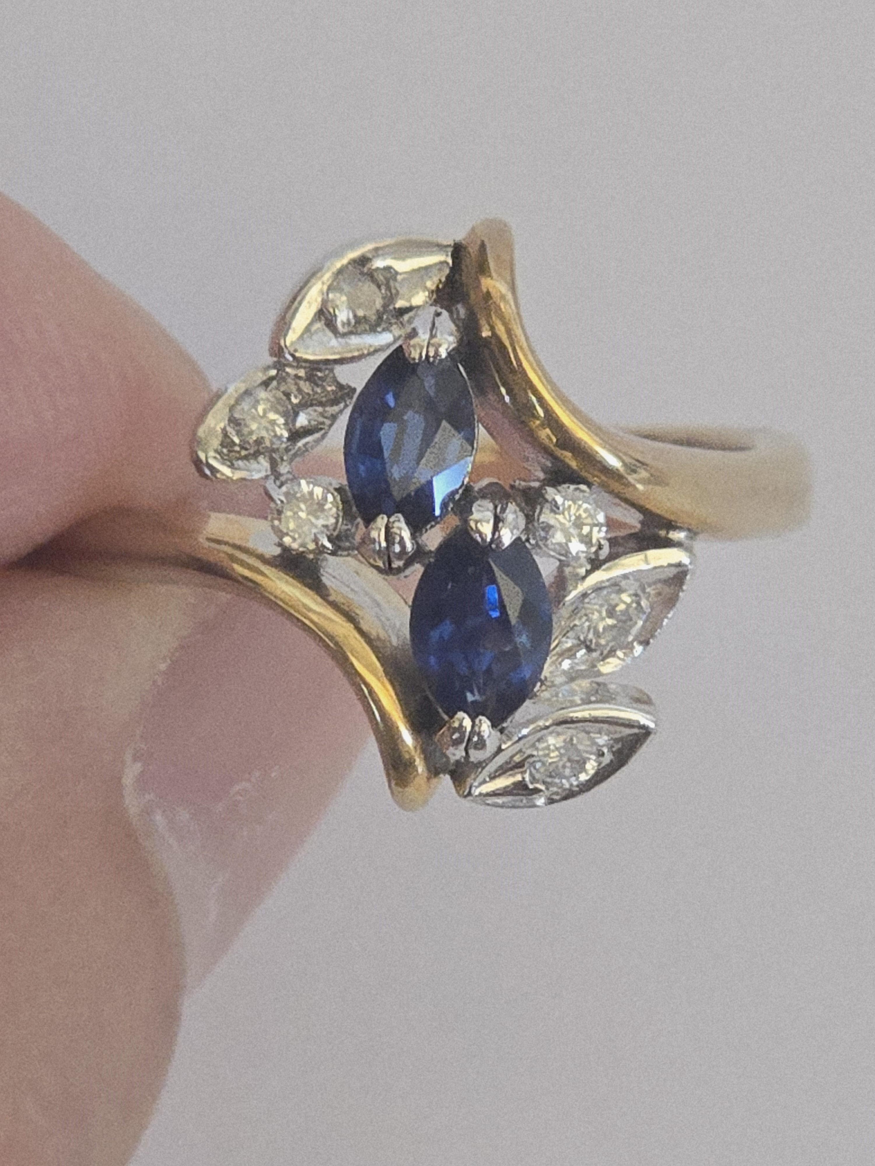 14K natürlichen blauen Saphir & Diamant-Ring mit Edelstein-Bericht im Angebot 1