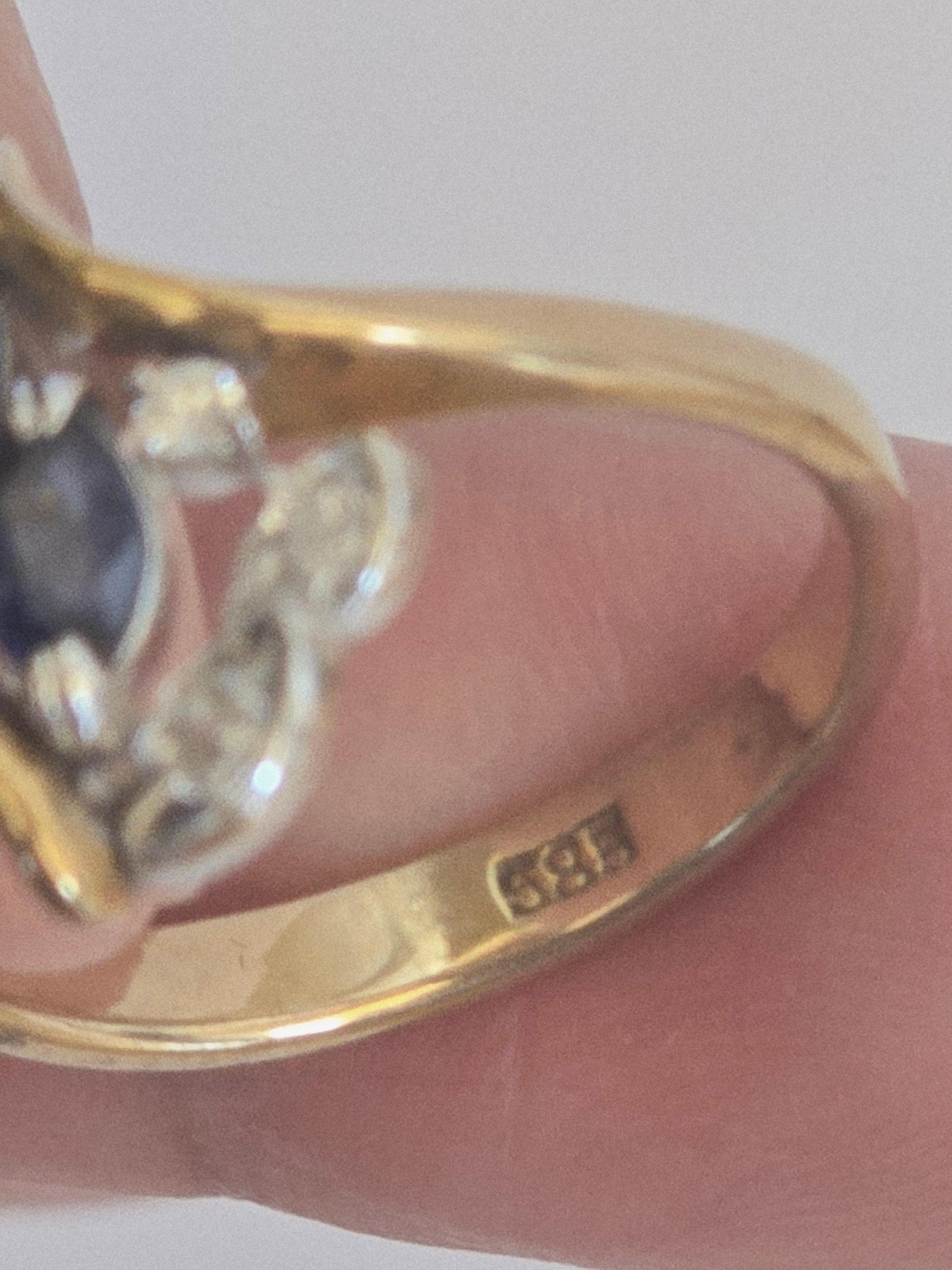 14K natürlichen blauen Saphir & Diamant-Ring mit Edelstein-Bericht im Angebot 2