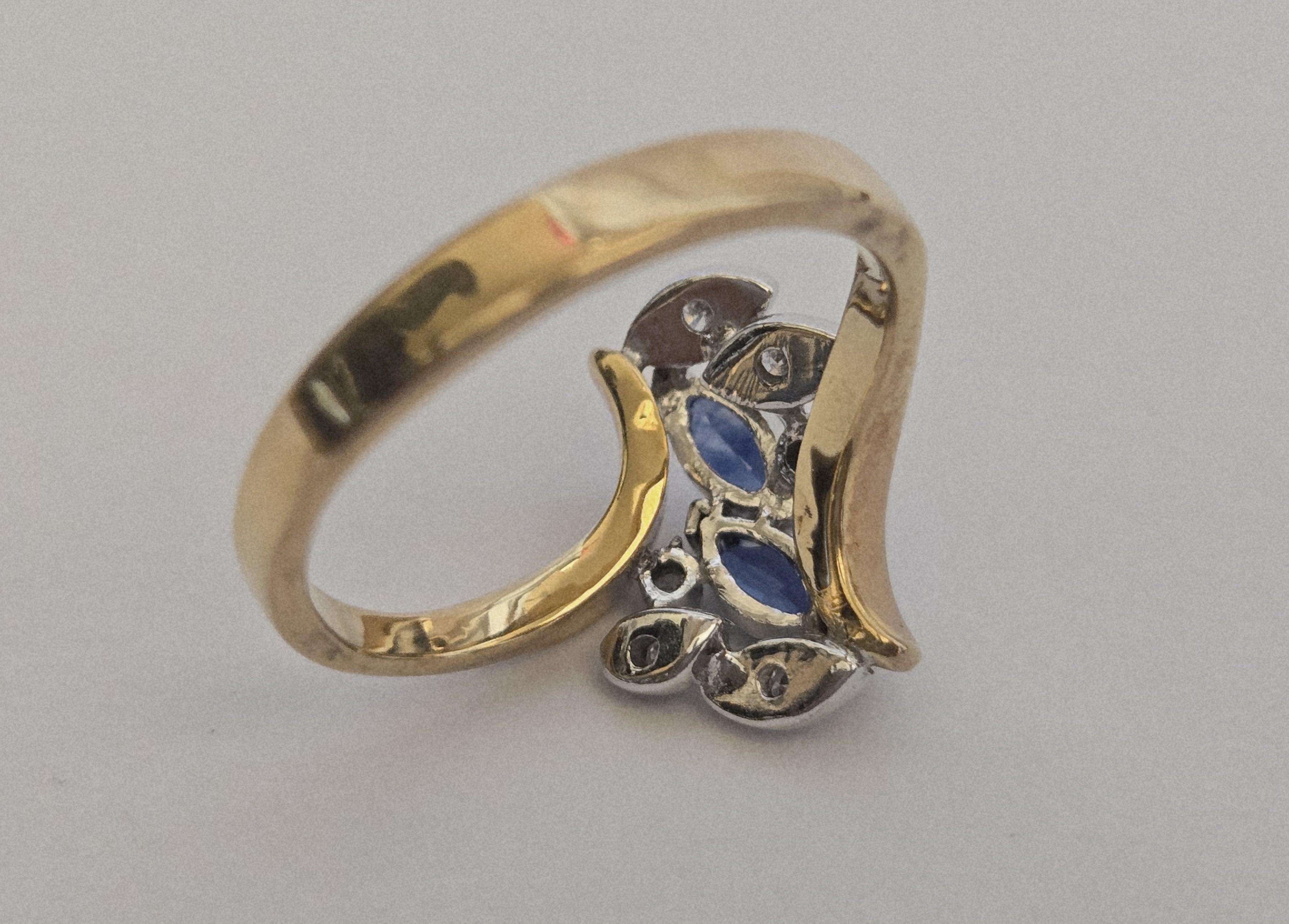 14K natürlichen blauen Saphir & Diamant-Ring mit Edelstein-Bericht im Angebot 3
