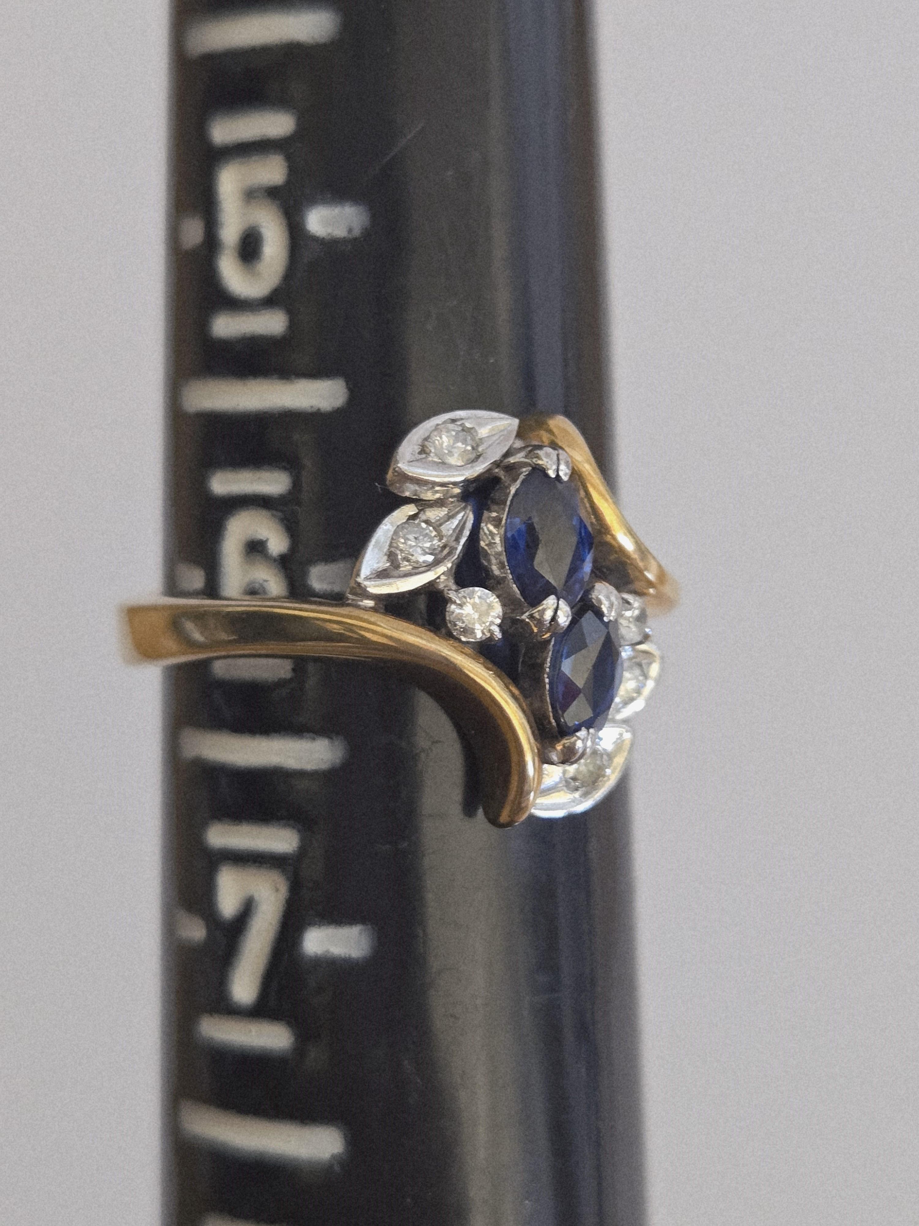14K natürlichen blauen Saphir & Diamant-Ring mit Edelstein-Bericht im Angebot 4