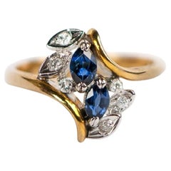14K natürlichen blauen Saphir & Diamant-Ring mit Edelstein-Bericht