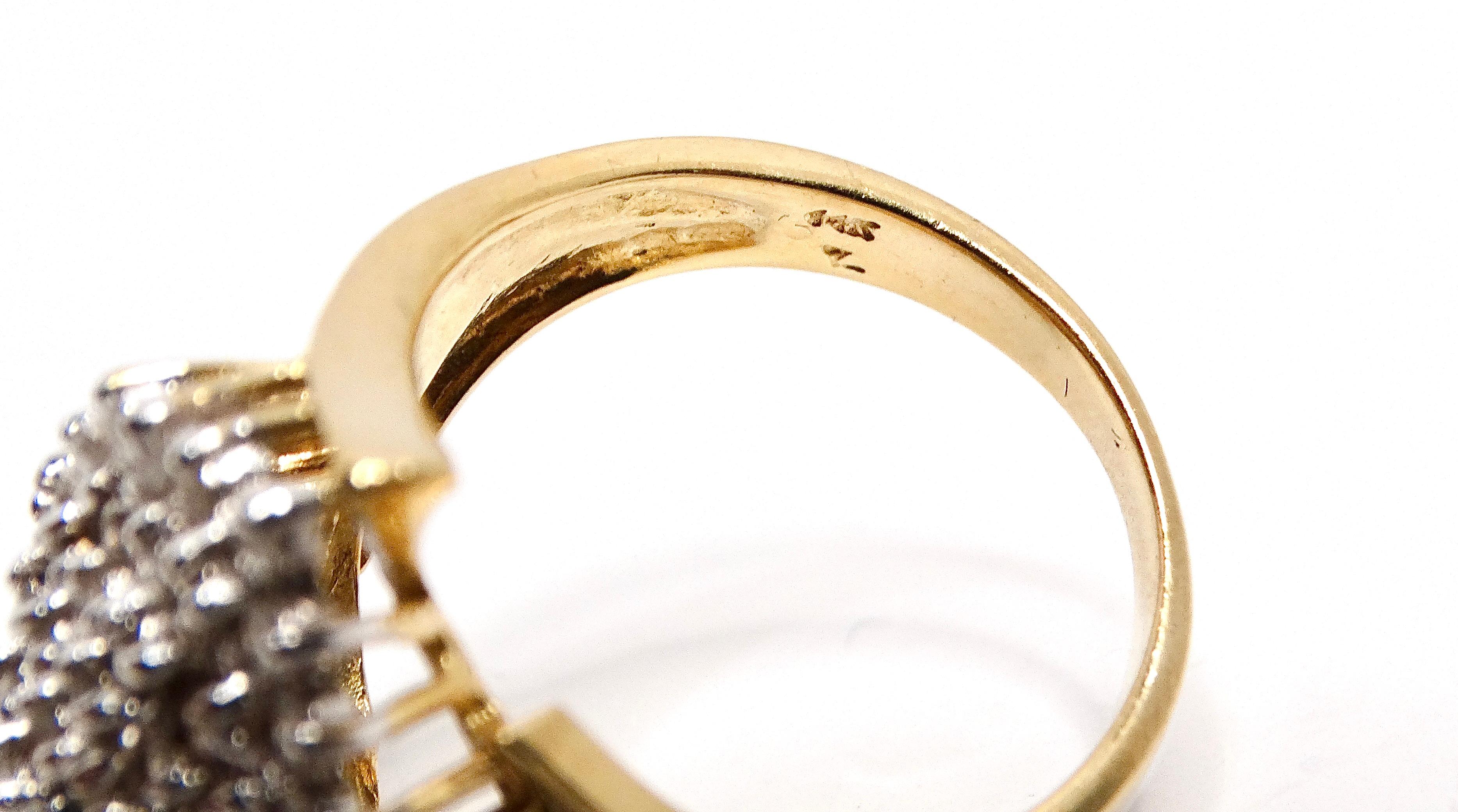 14k Natural Diamond Cocktail Cluster Ring Circa 1970s 1