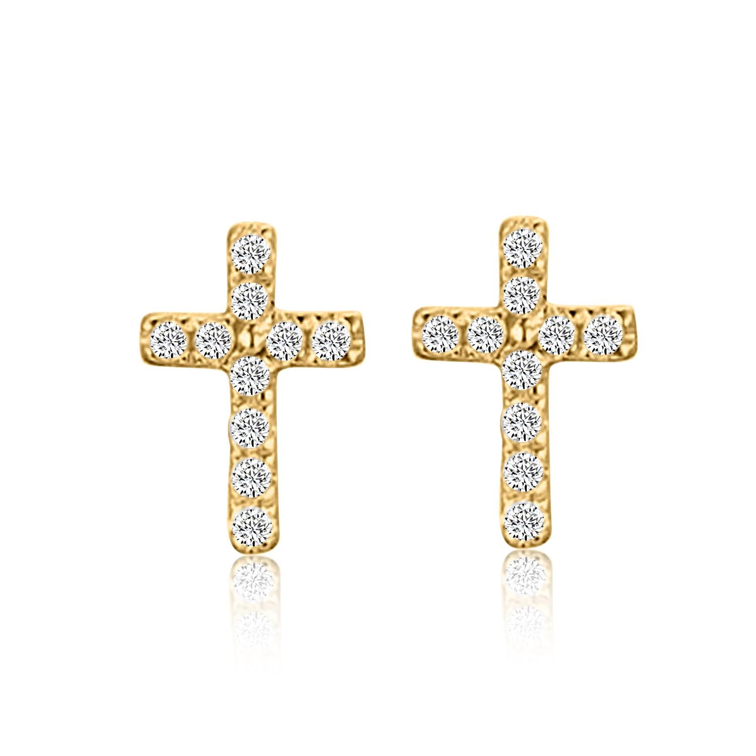 Modern Anastasia's Diamond Cross Stud Earrings For Sale